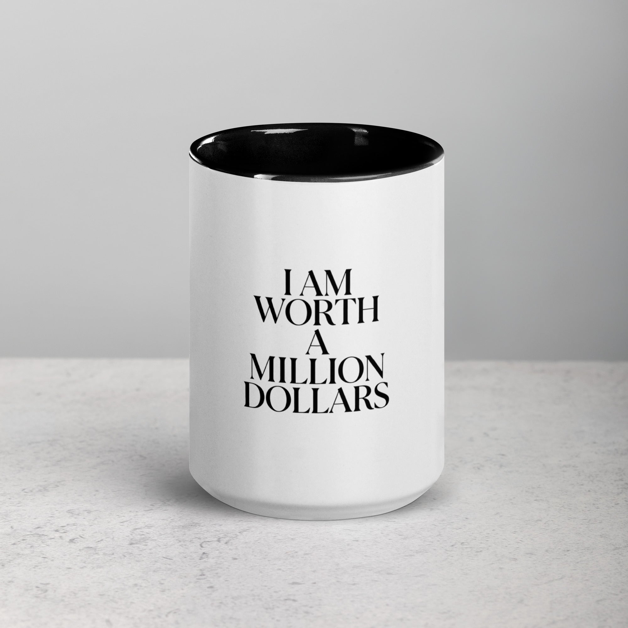 I AM WORTH A MILLION DOLLARS Mug with Color Inside - The Million Dollar Bill Co.