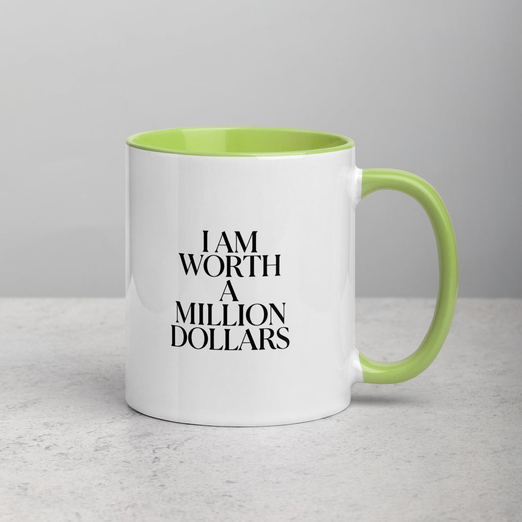 I AM WORTH A MILLION DOLLARS Mug with Color Inside - The Million Dollar Bill Co.