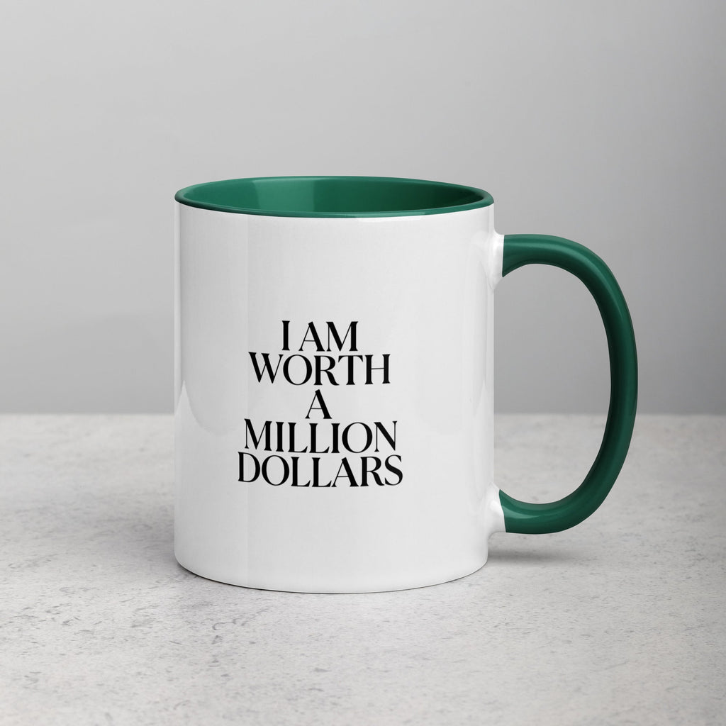 I AM WORTH A MILLION DOLLARS Mug with Color Inside - The Million Dollar Bill Co.