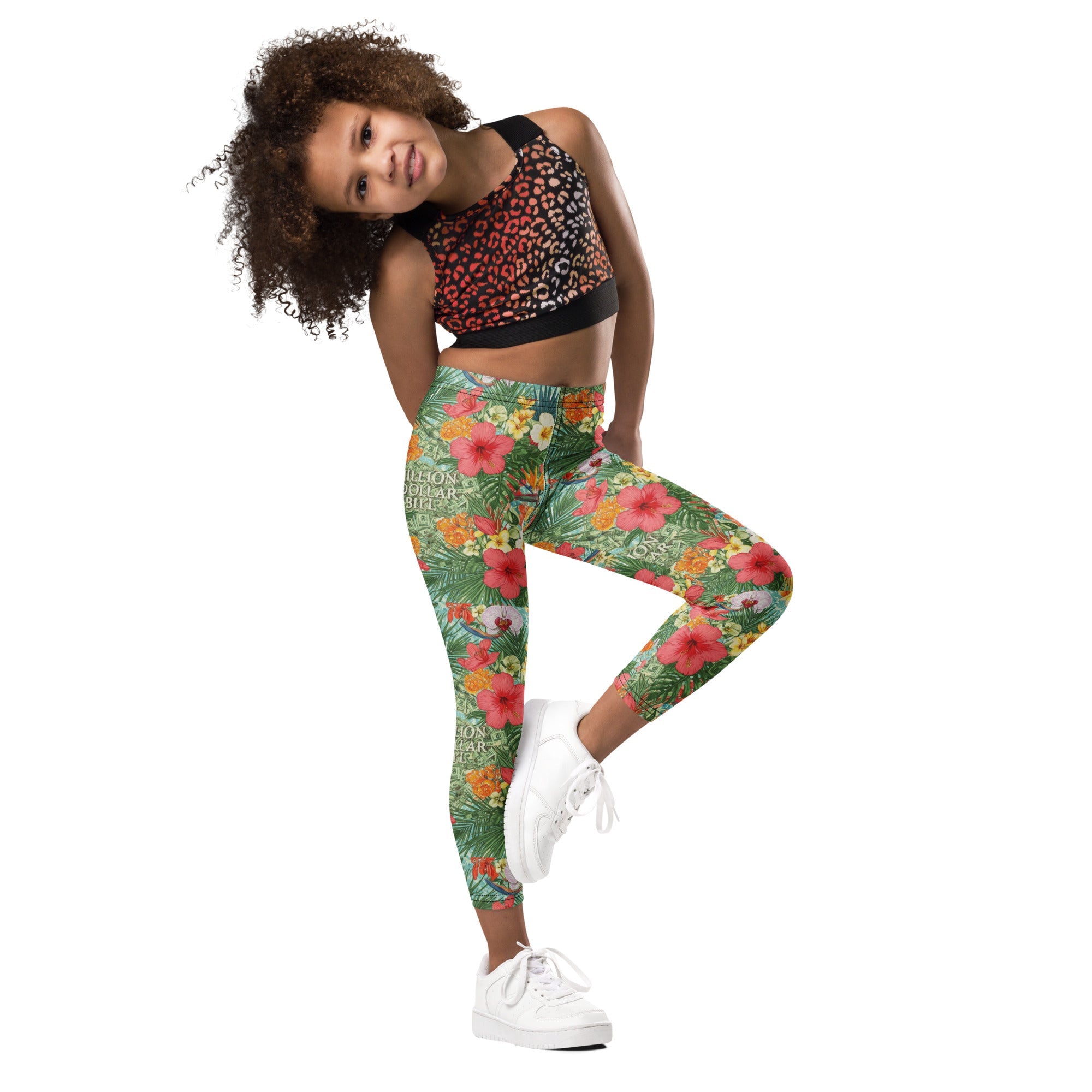 MDB Co. FLORAL BILLS ALL - OVER Kid's Leggings - The Million Dollar Bill Co.