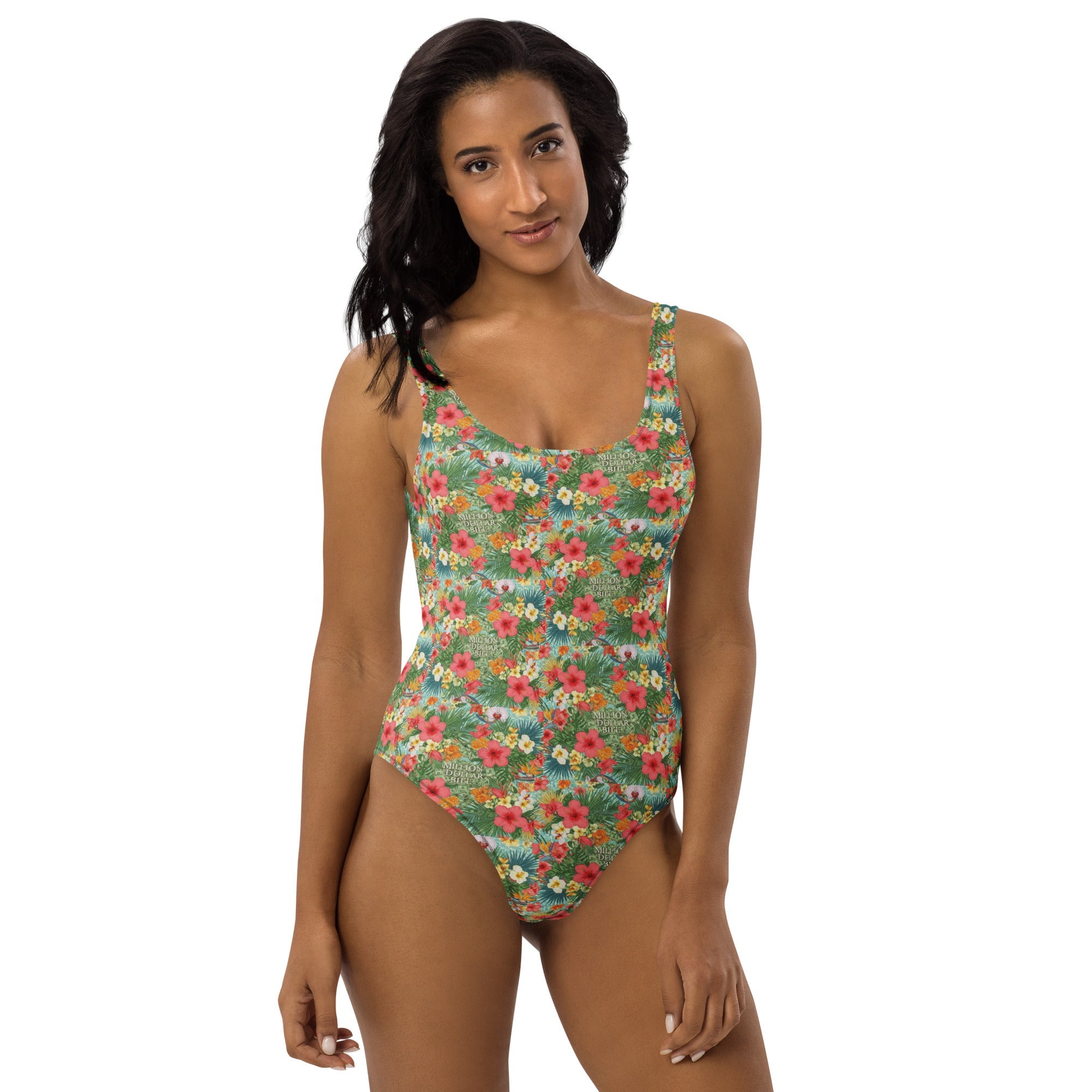 MDB Co. FLORAL BILLS ALL - OVER One - Piece Swimsuit - The Million Dollar Bill Co.