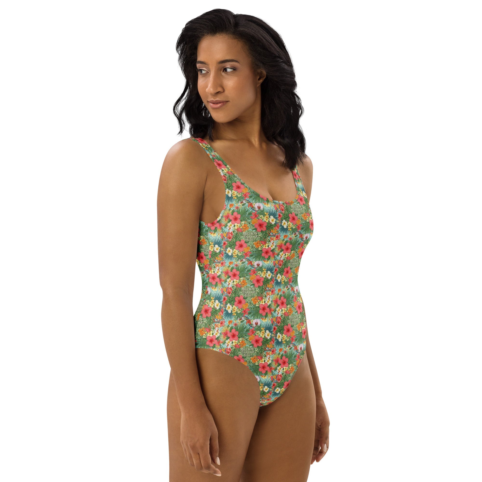 MDB Co. FLORAL BILLS ALL - OVER One - Piece Swimsuit - The Million Dollar Bill Co.