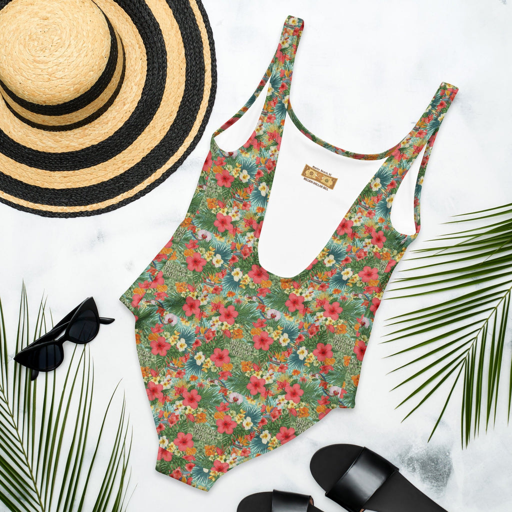 MDB Co. FLORAL BILLS ALL - OVER One - Piece Swimsuit - The Million Dollar Bill Co.