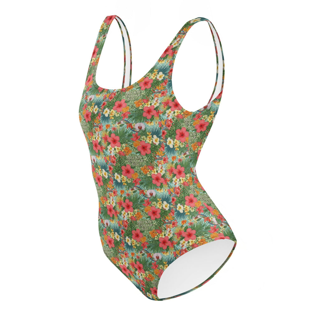 MDB Co. FLORAL BILLS ALL - OVER One - Piece Swimsuit - The Million Dollar Bill Co.