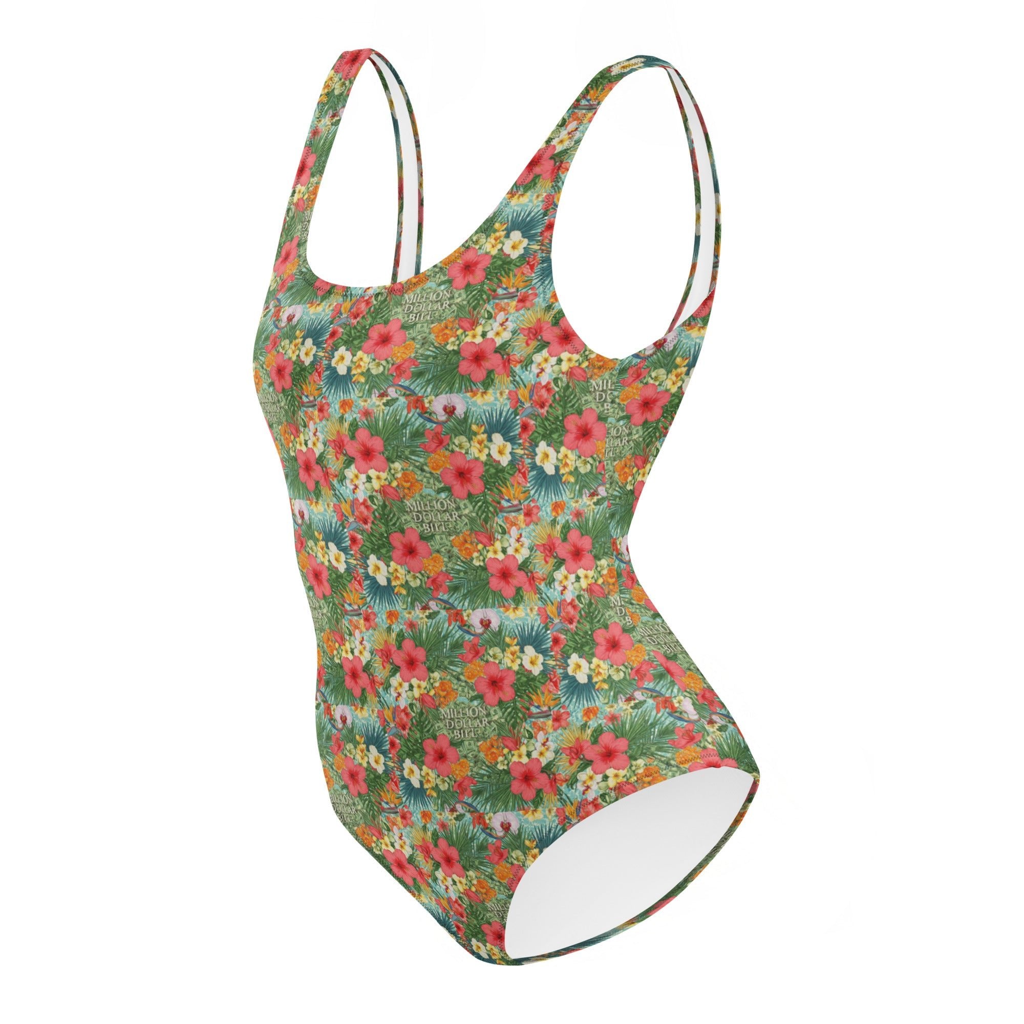MDB Co. FLORAL BILLS ALL - OVER One - Piece Swimsuit - The Million Dollar Bill Co.