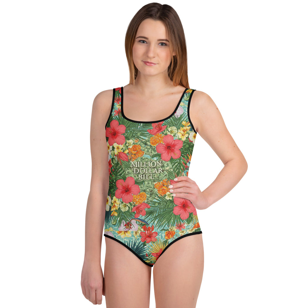MDB Co. FLORAL BILLS All - Over Print Youth Swimsuit - The Million Dollar Bill Co.