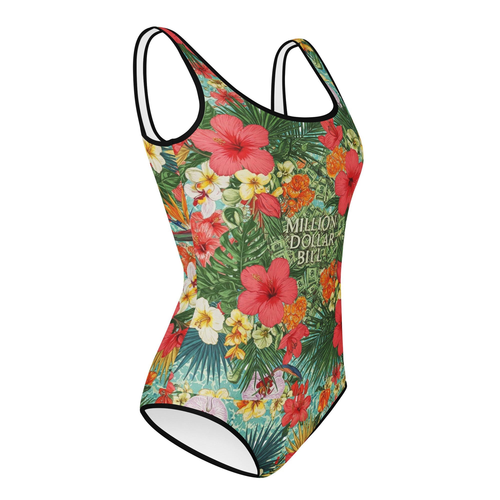 MDB Co. FLORAL BILLS All - Over Print Youth Swimsuit - The Million Dollar Bill Co.