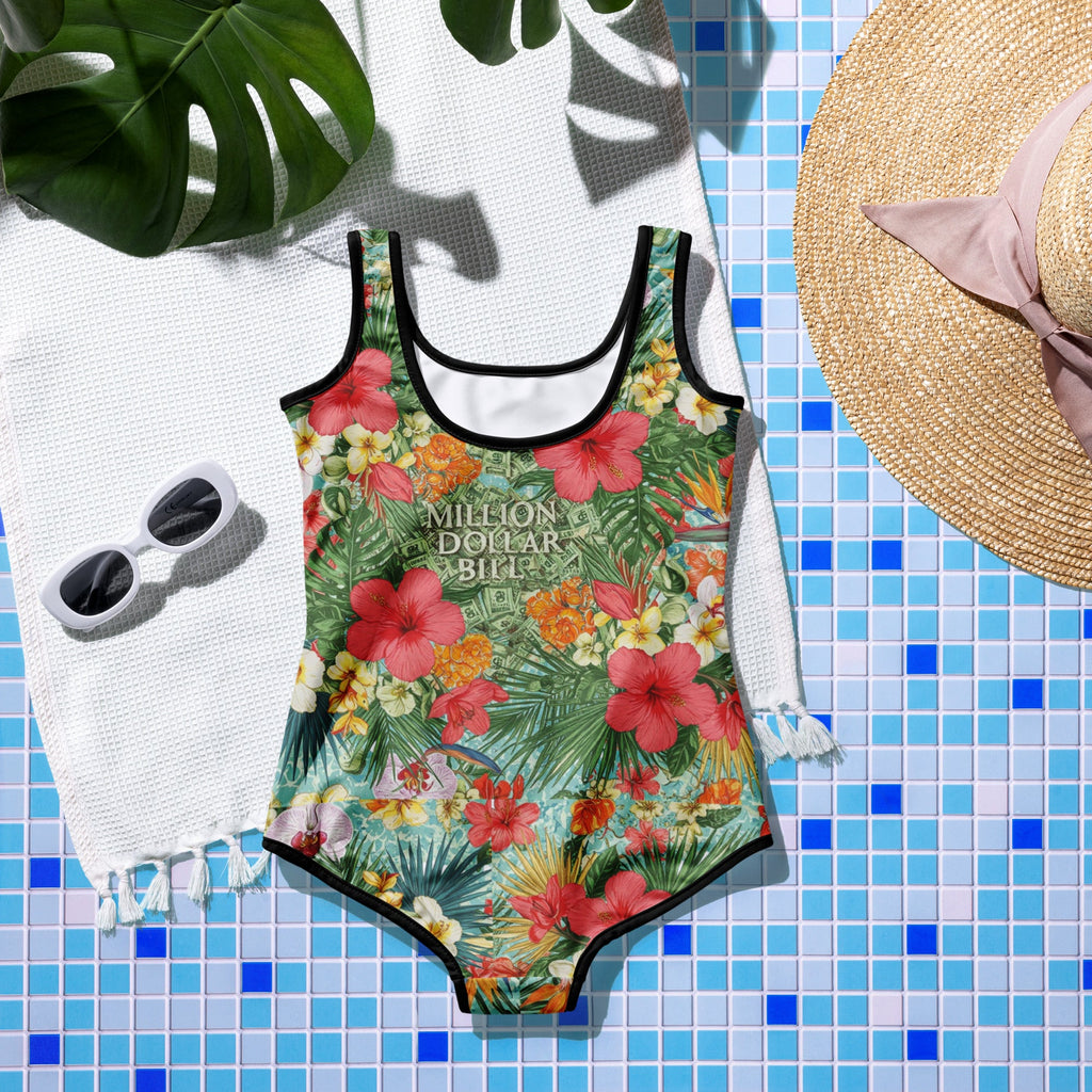 MDB Co. FLORAL BILLS All - Over Print Youth Swimsuit - The Million Dollar Bill Co.