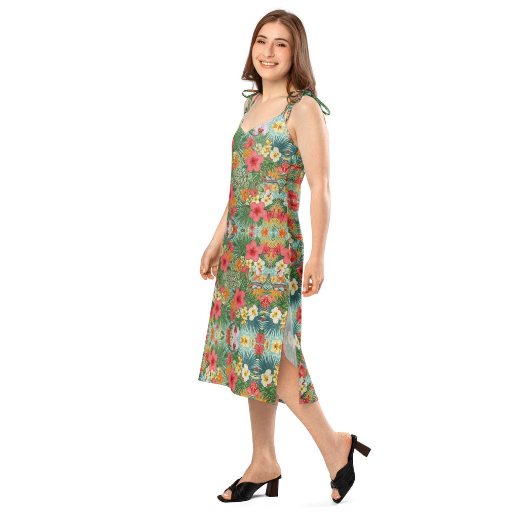 MDB Co. FLORAL BILLS all-over Tie-strap midi dress - The Million Dollar Bill Co.