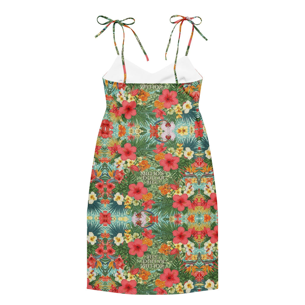 MDB Co. FLORAL BILLS all-over Tie-strap midi dress - The Million Dollar Bill Co.