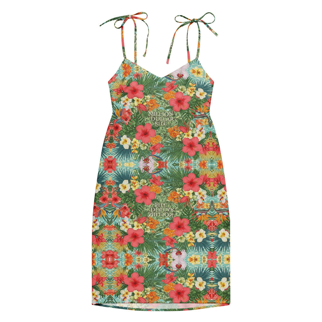MDB Co. FLORAL BILLS all-over Tie-strap midi dress - The Million Dollar Bill Co.