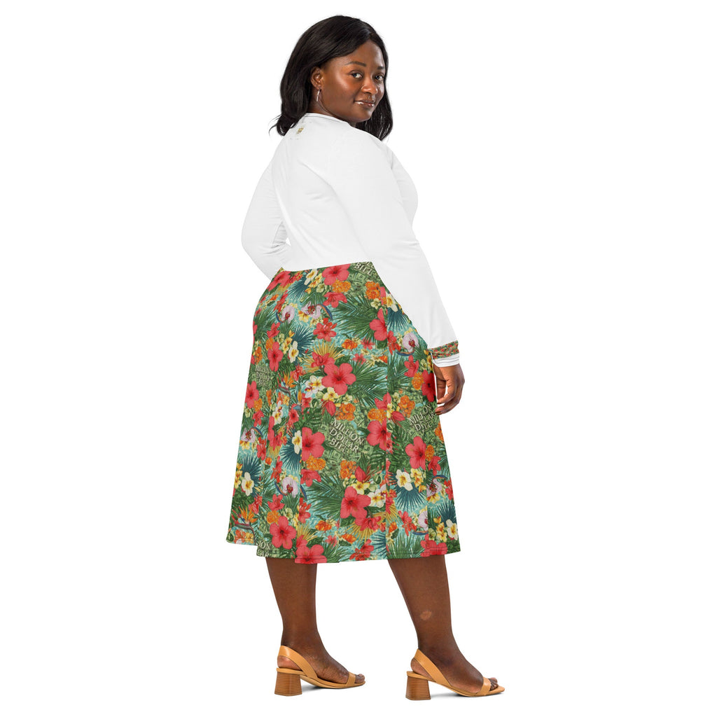 MDB Co. FLORAL BILLS Half All-over print long sleeve midi dress - The Million Dollar Bill Co.