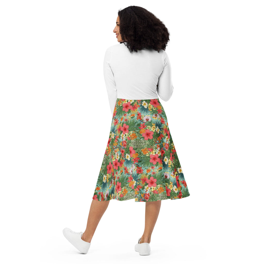 MDB Co. FLORAL BILLS Half All-over print long sleeve midi dress - The Million Dollar Bill Co.