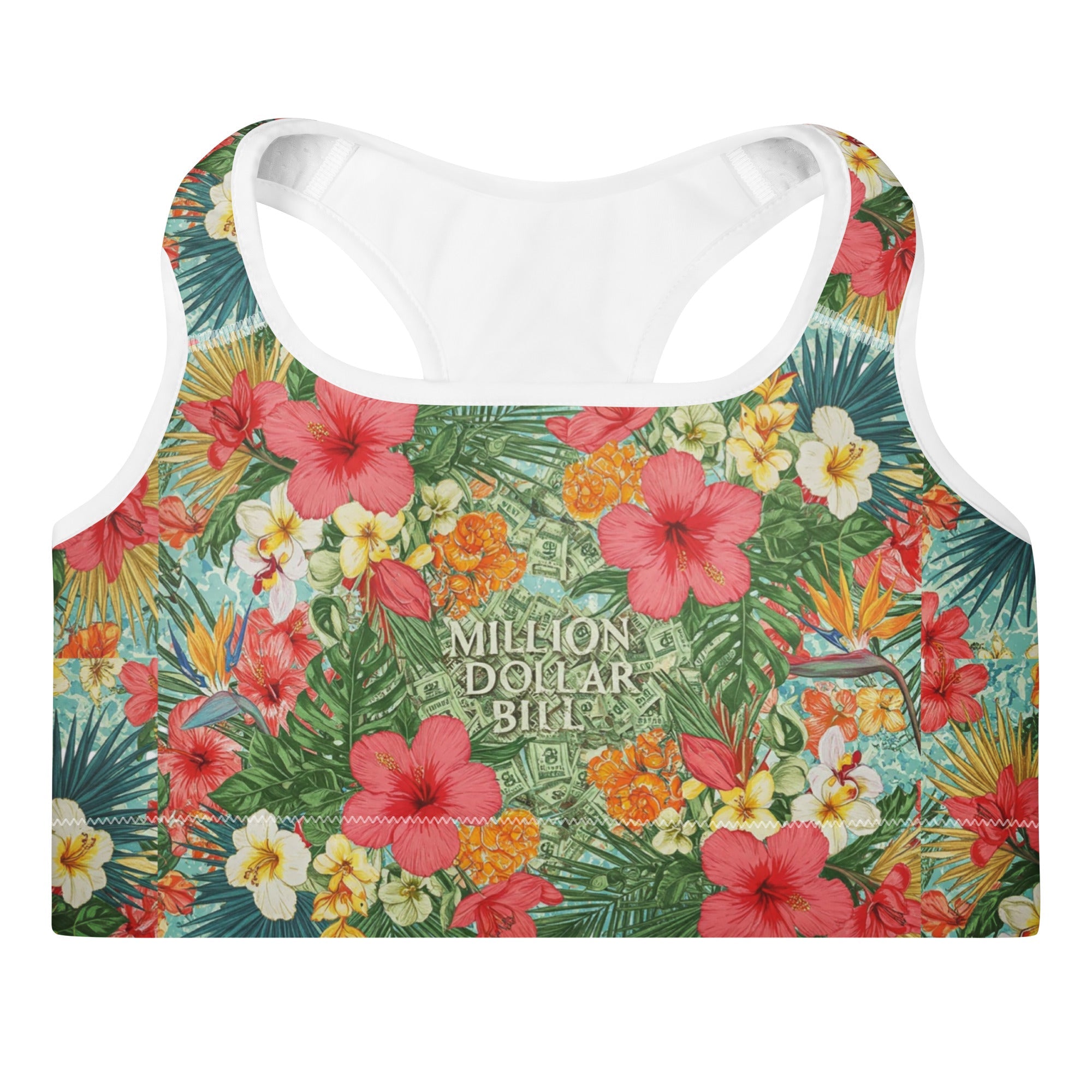 MDB Co. FLORAL BILLS Padded Sports Bra - The Million Dollar Bill Co.
