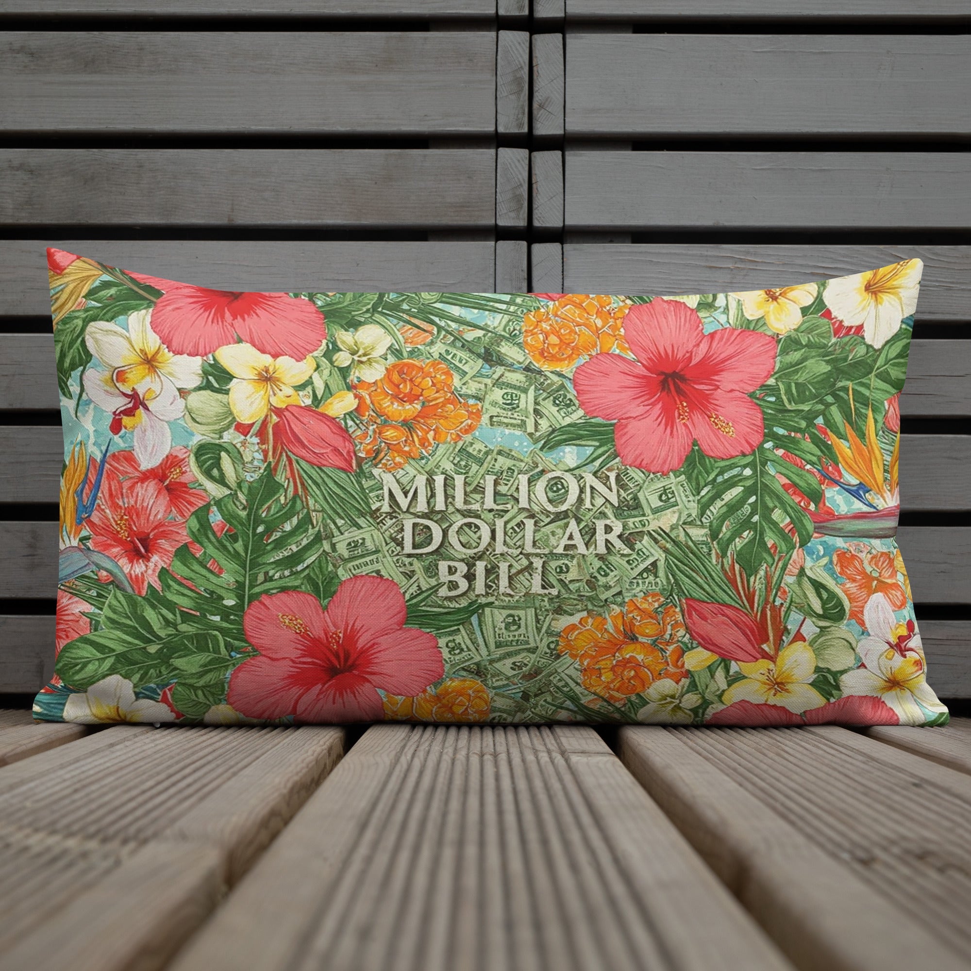 MDB Co. FLORAL BILLS Premium Pillows - The Million Dollar Bill Co. CUT-SEW bed