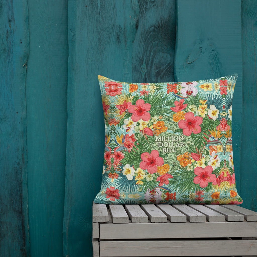 MDB Co. FLORAL BILLS Premium Pillows - The Million Dollar Bill Co. CUT-SEW bed