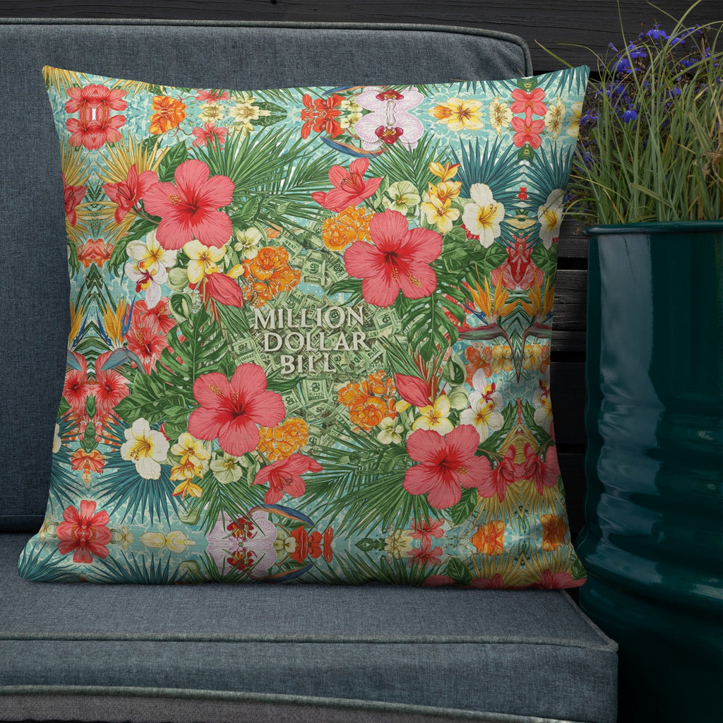 MDB Co. FLORAL BILLS Premium Pillows - The Million Dollar Bill Co. CUT-SEW bed