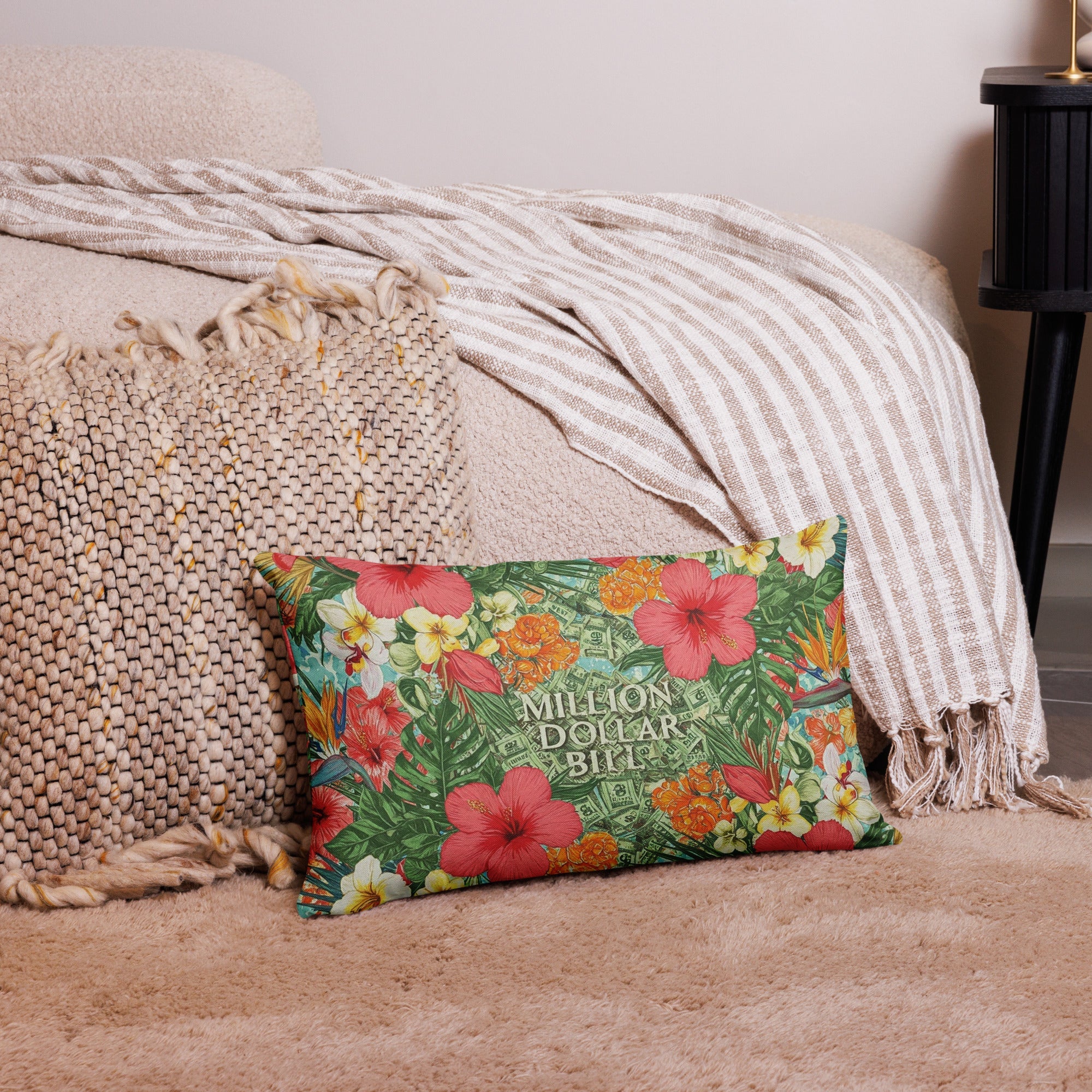 MDB Co. FLORAL BILLS Premium Pillows - The Million Dollar Bill Co. CUT-SEW bed