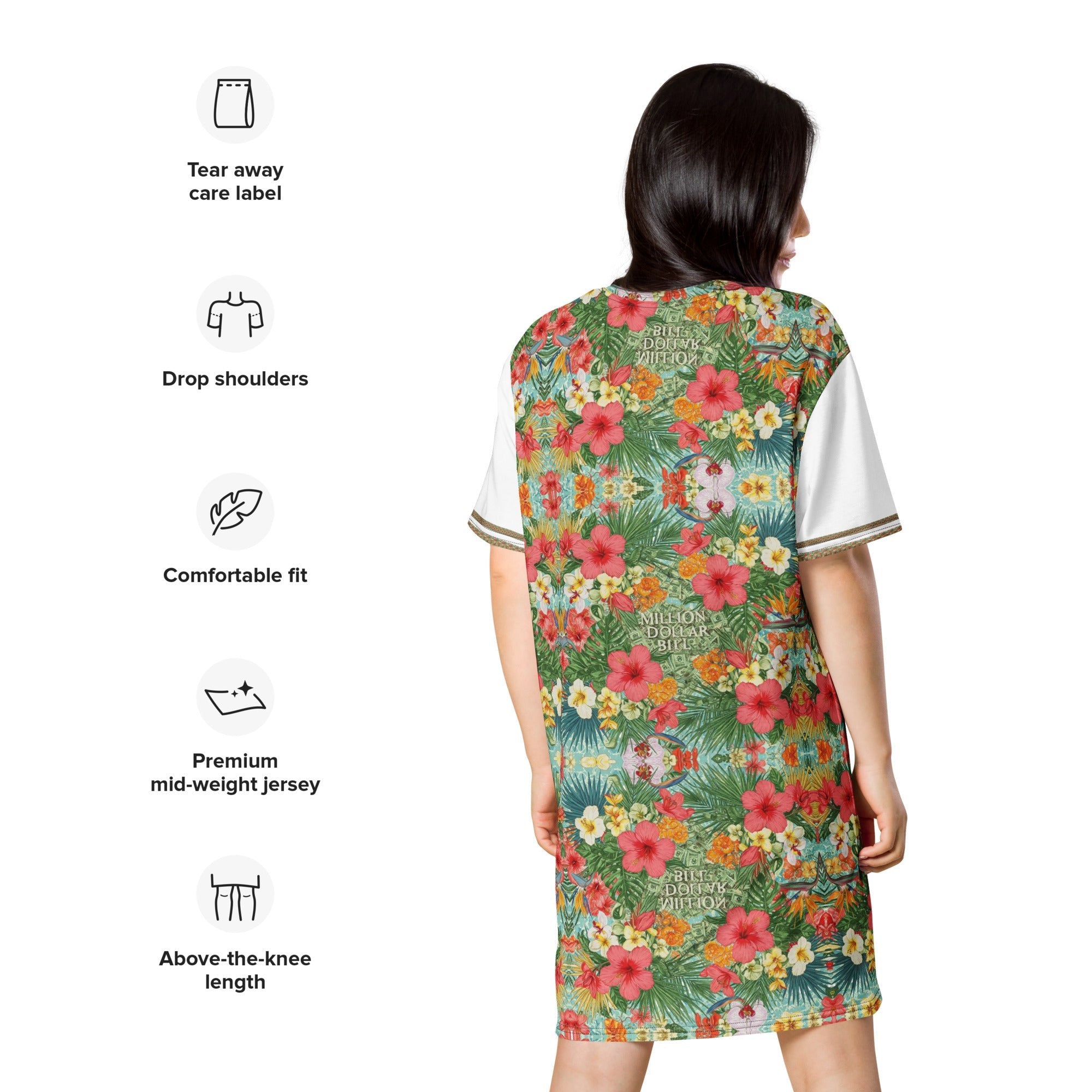 MDB Co. FLORAL BILLS T-shirt dress - The Million Dollar Bill Co.