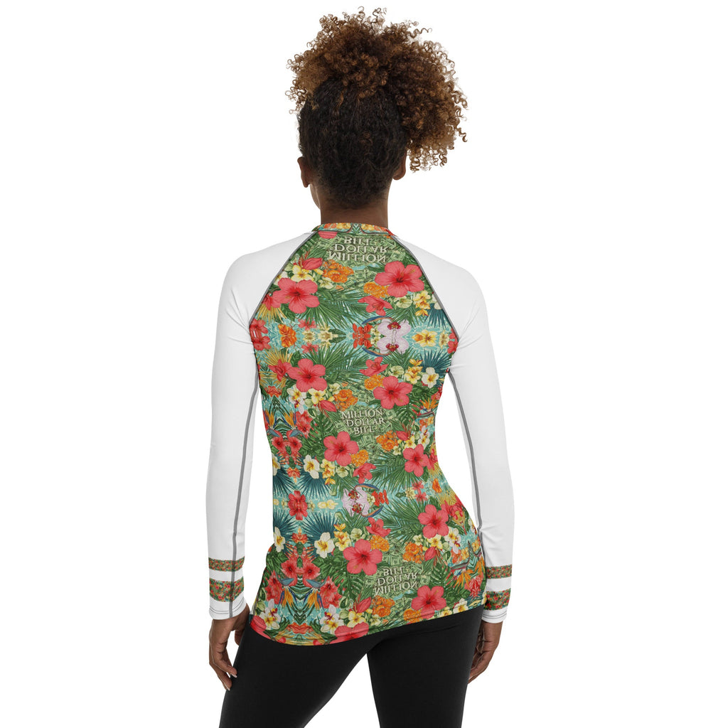 MDB Co. FLORAL BILLS Women's Rash Guard - The Million Dollar Bill Co.