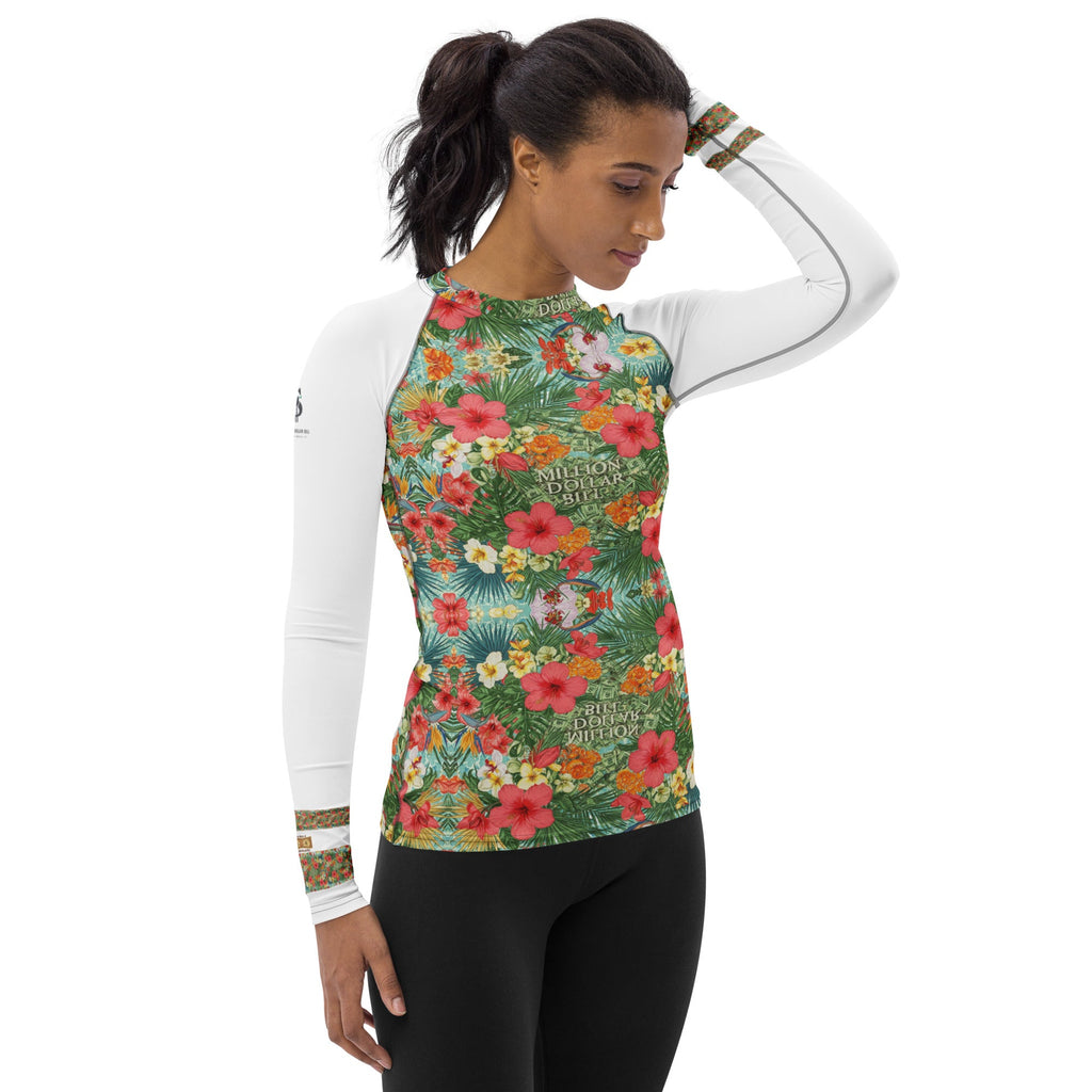 MDB Co. FLORAL BILLS Women's Rash Guard - The Million Dollar Bill Co.