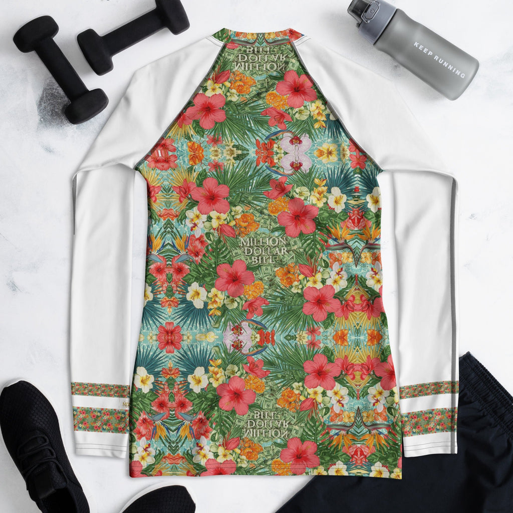 MDB Co. FLORAL BILLS Women's Rash Guard - The Million Dollar Bill Co.