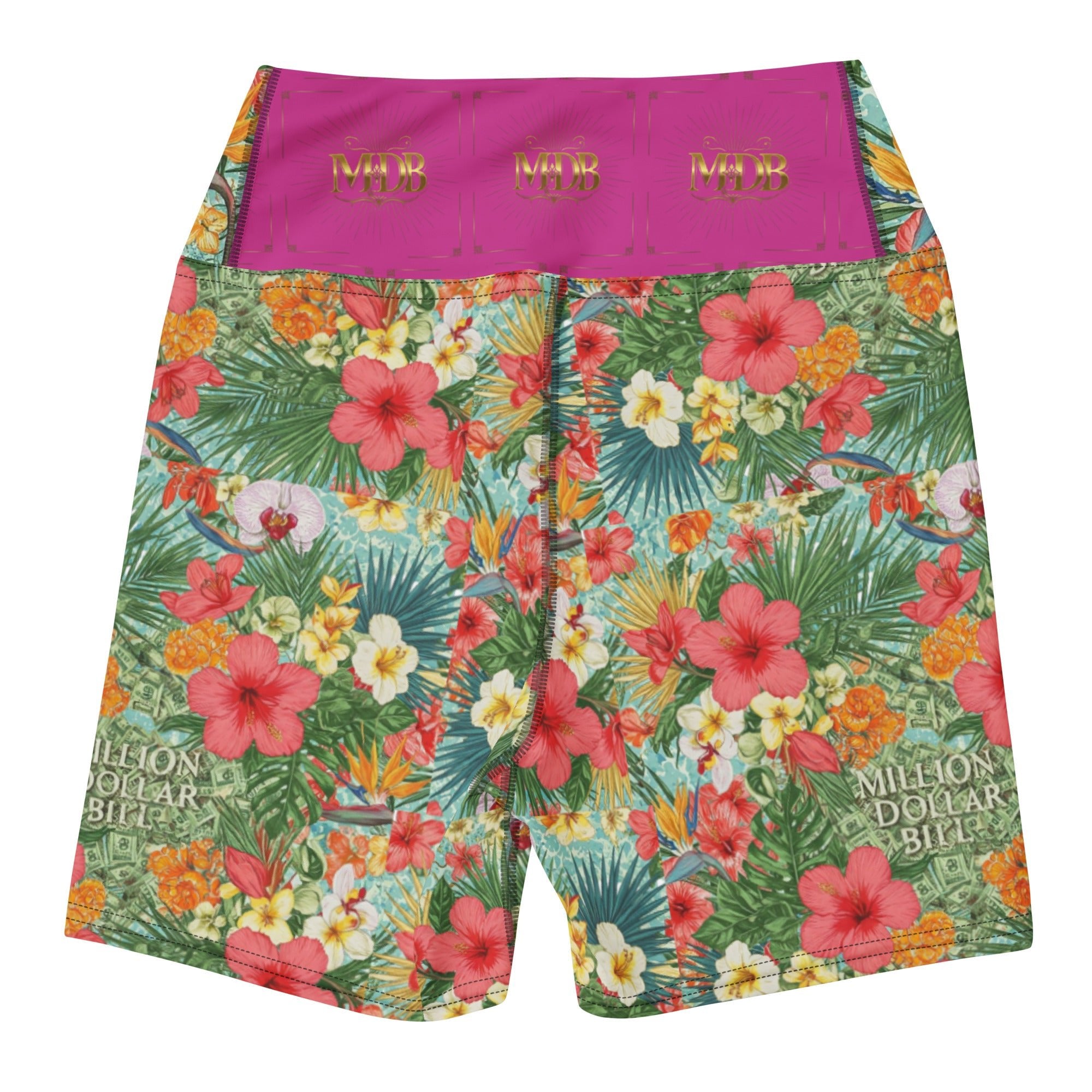 MDB Co. FLORAL BILLS women's Yoga Shorts - The Million Dollar Bill Co.