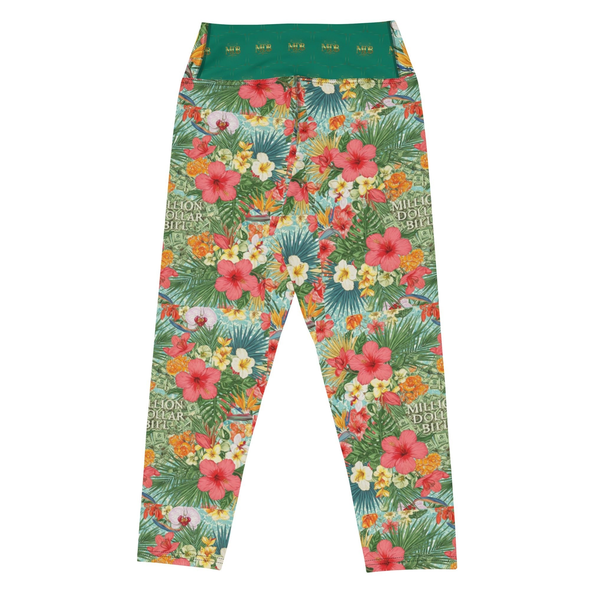 MDB Co. FLORAL BILLS Yoga Capri Leggings - The Million Dollar Bill Co. CUT-SEW