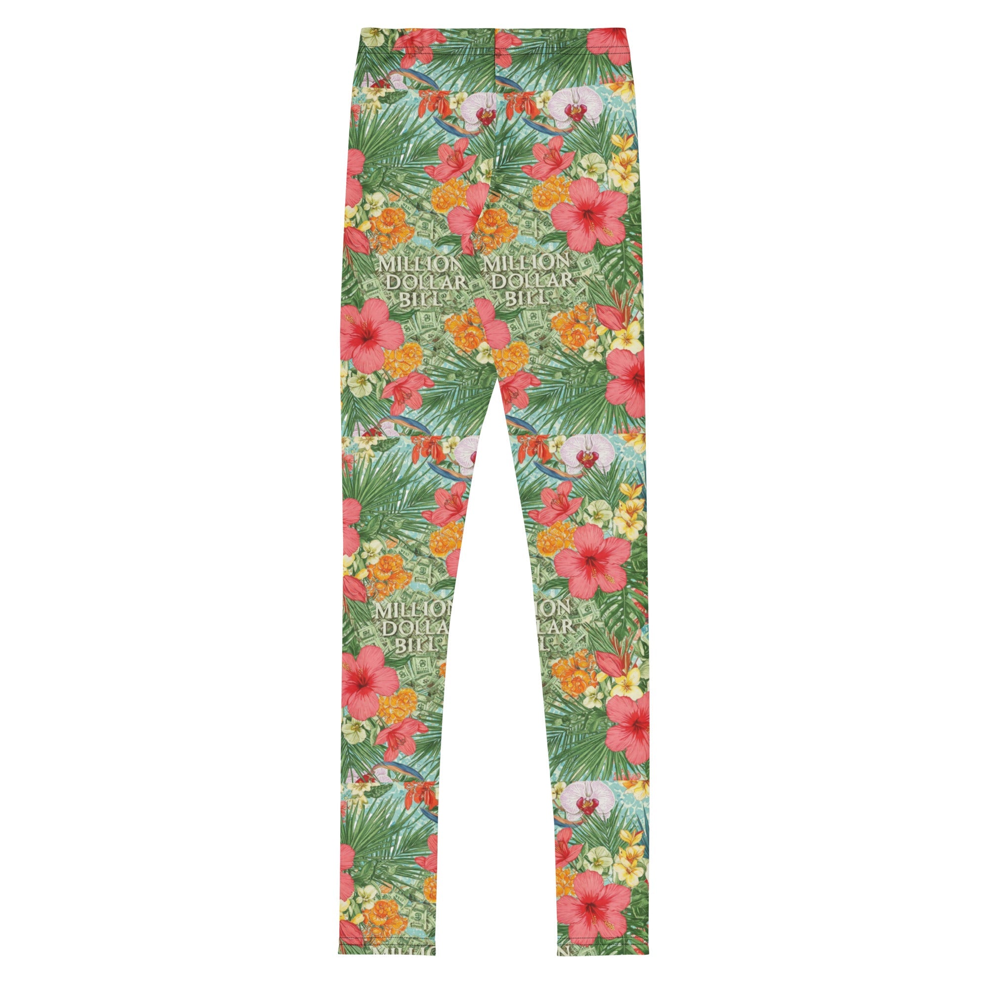 MDB Co. FLORAL BILLS Youth Leggings (WHITE STITCH) - The Million Dollar Bill Co.