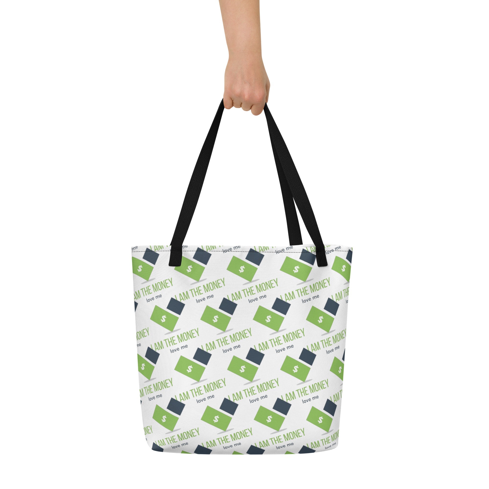 MDB Co. "I AM" THE MONEY All - Over Print Large Tote Bag - The Million Dollar Bill Co.