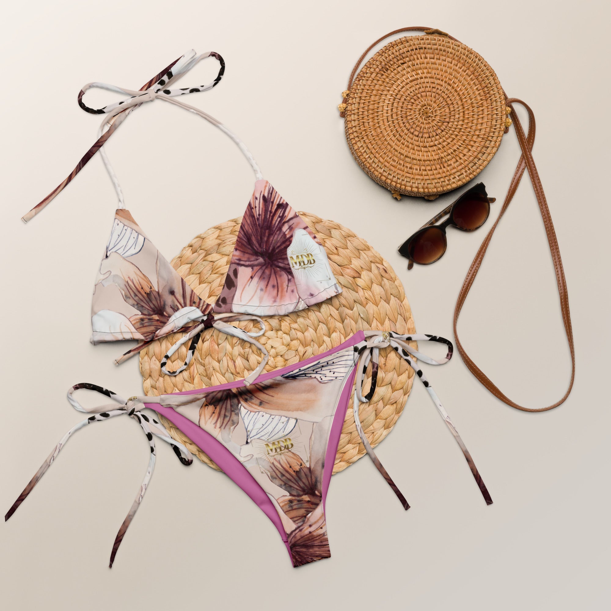 MDB Co. Leopard Flora All-over print eco string bikini - The Million Dollar Bill Co.