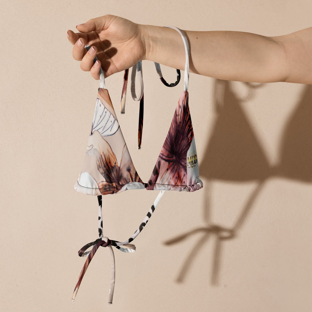 MDB Co. Leopard Flora All-over print recycled string bikini TOP - The Million Dollar Bill Co.
