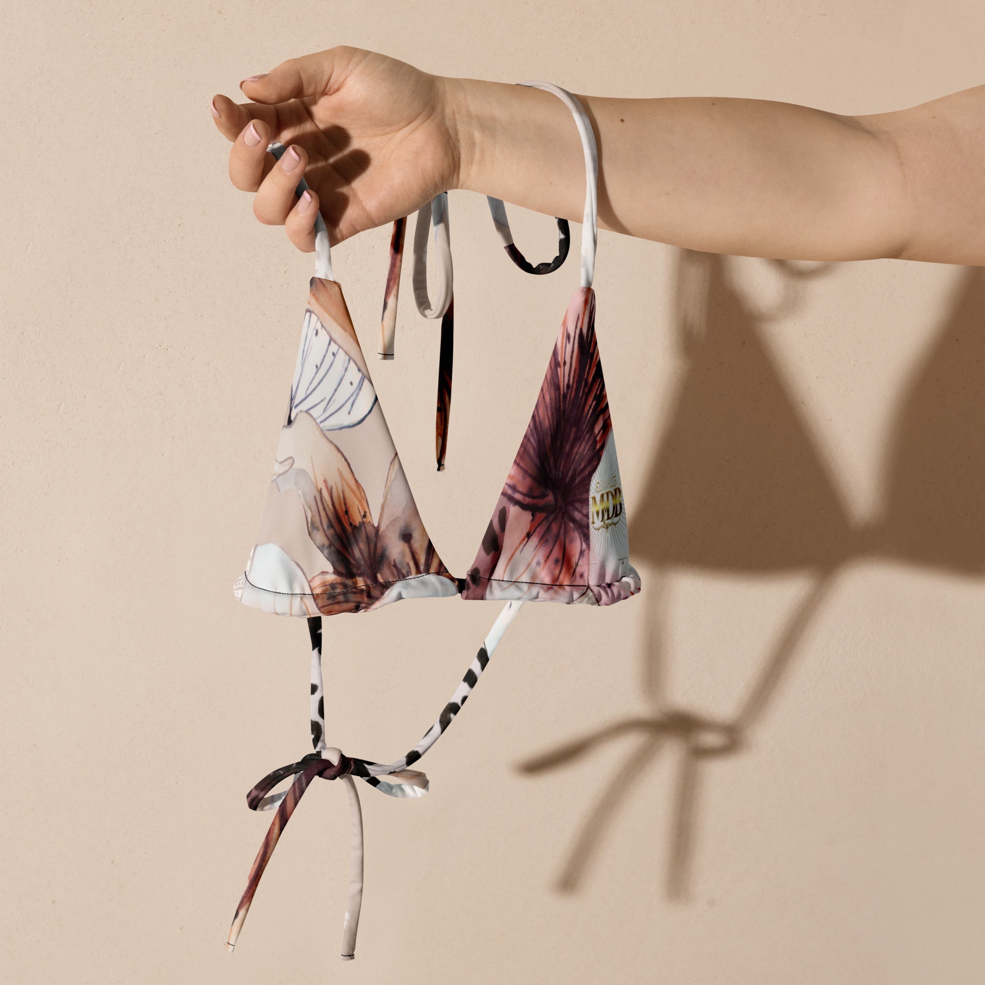 MDB Co. Leopard Flora All-over print recycled string bikini TOP - The Million Dollar Bill Co.