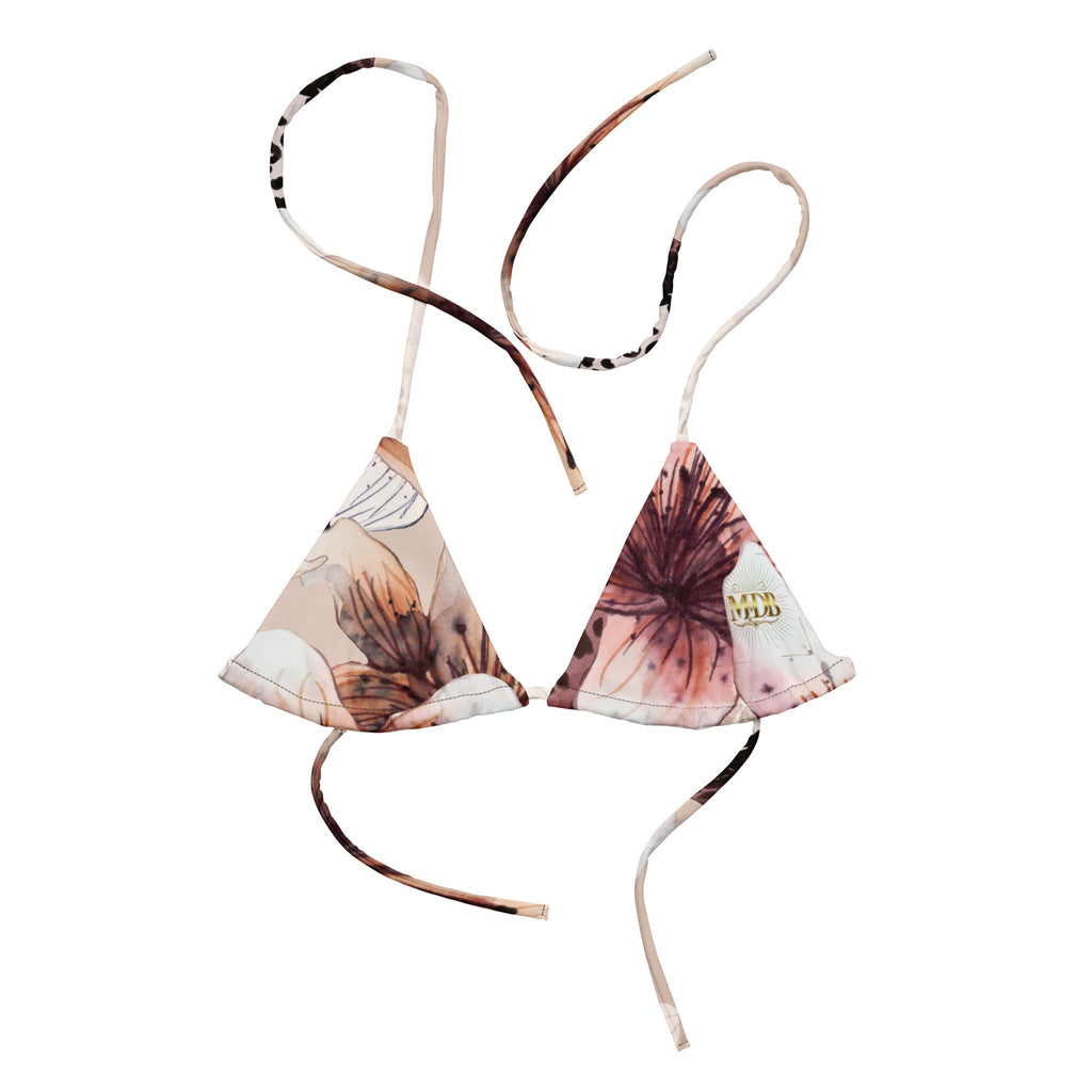 MDB Co. Leopard Flora All-over print recycled string bikini TOP - The Million Dollar Bill Co.