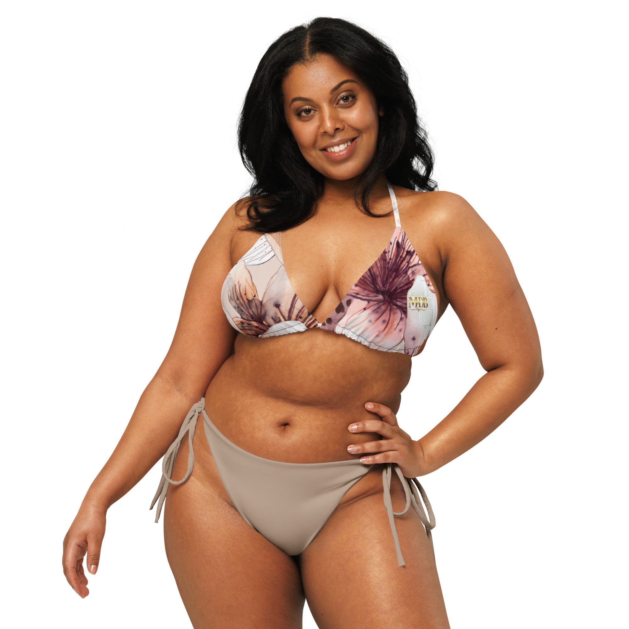 MDB Co. Leopard Flora All-over print recycled string bikini TOP - The Million Dollar Bill Co.