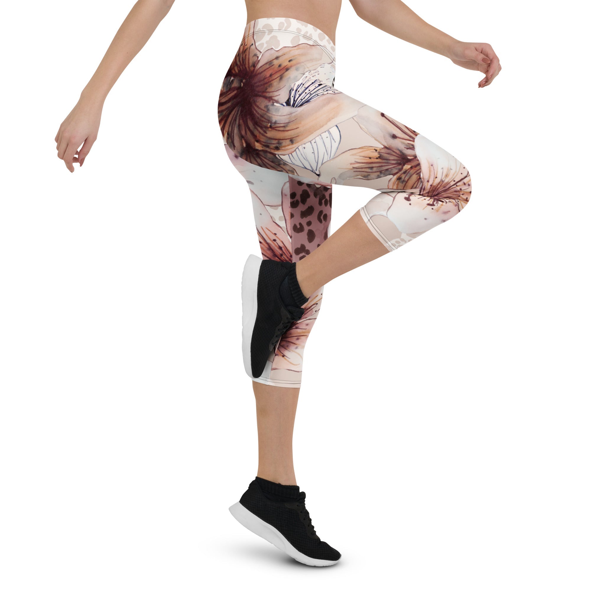 MDB Co. Leopard Flora Capri Leggings - The Million Dollar Bill Co. CUT-SEW