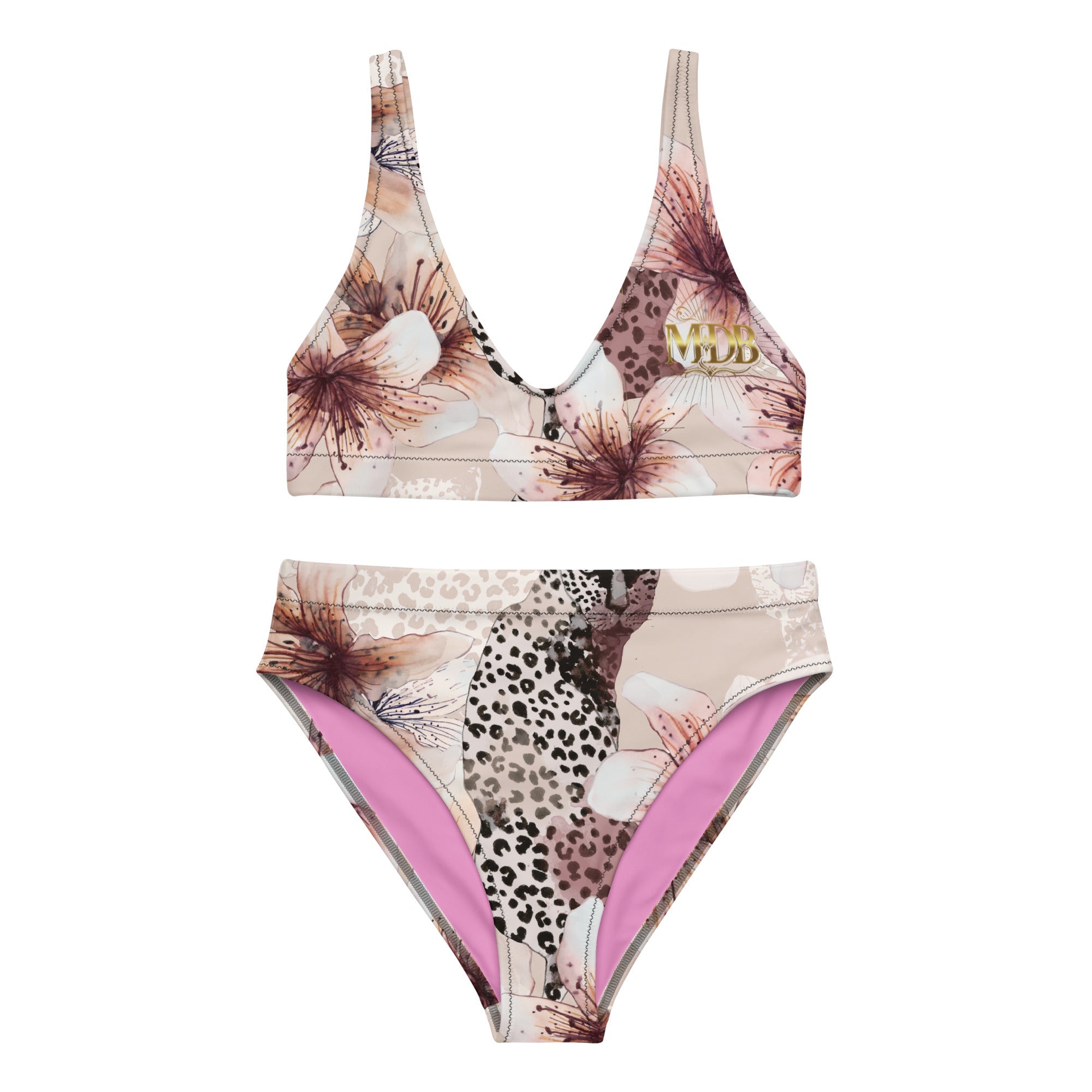 MDB Co. Leopard Blossom Recycled high - waisted bikini - The Million Dollar Bill Co.
