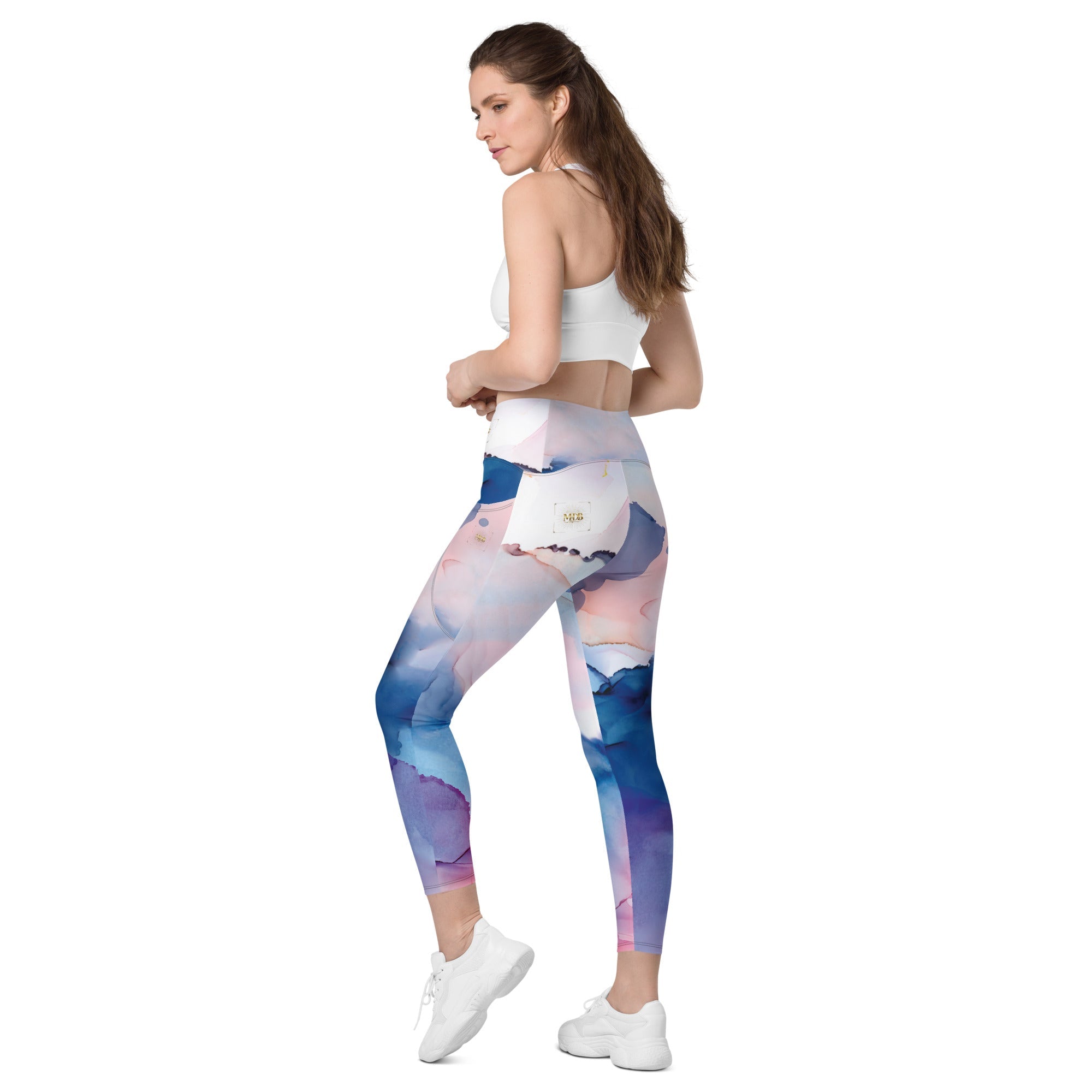 MDB Co. Watercolor Splash Crossover leggings with pockets - The Million Dollar Bill Co. CUT-SEW